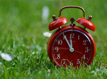 save time red clock in grass