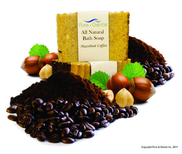 hazelnut coffee ground beans leaves soap product image